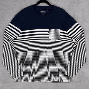 Barbour Striped Crew Neck Jumper Long Sleeve Shirt Men's 2XL Navy White Tailored